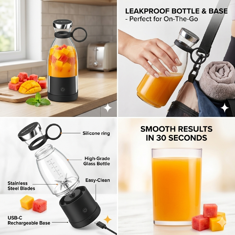 Electric Portable Mini Juicer Bottle | Wireless Personal Size Juicer Blender