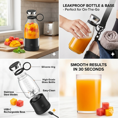 Electric Portable Mini Juicer Bottle | Wireless Personal Size Juicer Blender