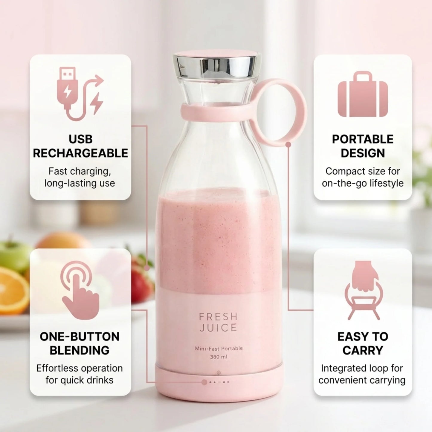 Electric Portable Mini Juicer Bottle | Wireless Personal Size Juicer Blender