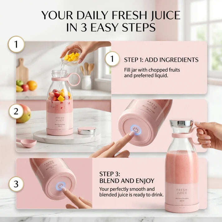 Electric Portable Mini Juicer Bottle | Wireless Personal Size Juicer Blender